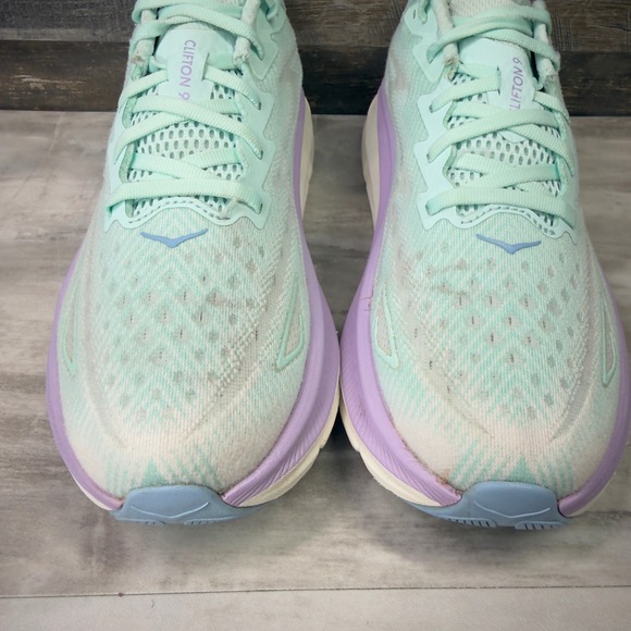 Hoka One One Womens Size 10 B Clifton 9 Running Shoes Teal Purple 1127896 SOLM - Picture 4 of 9